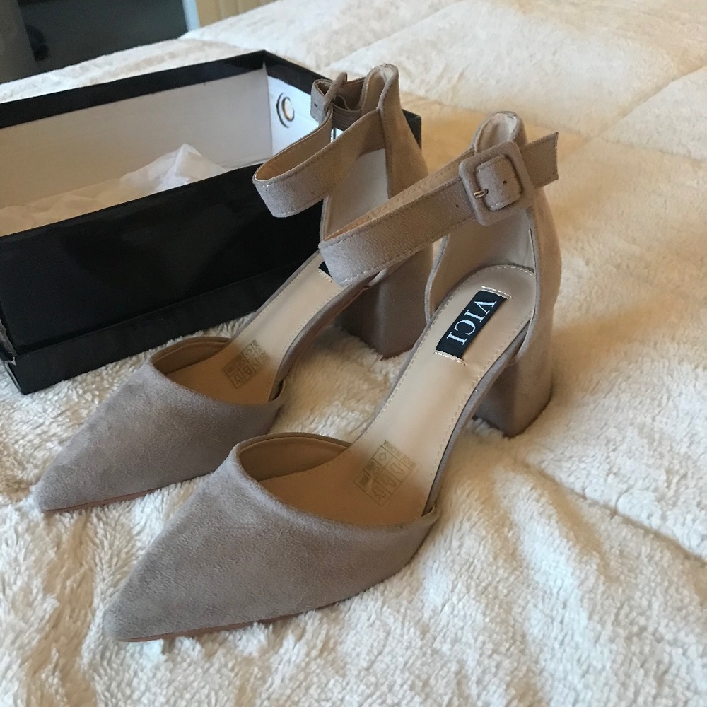 Pointed Faux Suede Heels